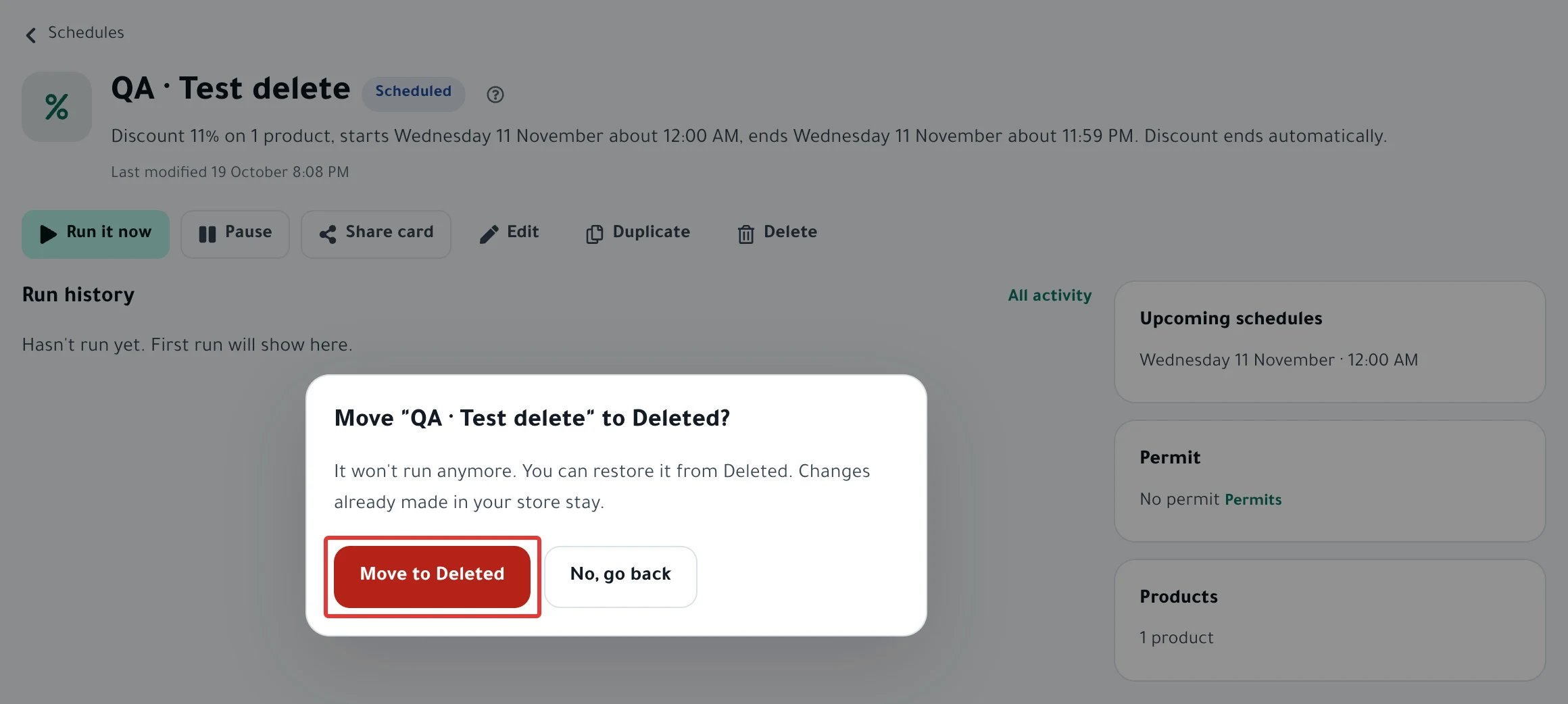 The dialog "Move "…" to Deleted?" with the Move to Deleted button.